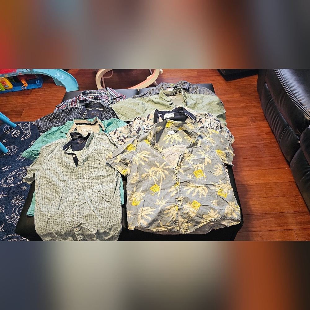 Boys large 10 12 dress shirts euc huge lot bundle SpongeBob us polo cactus boy